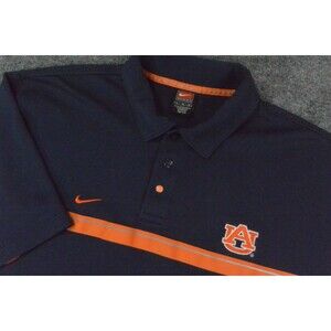 Auburn Tigers Polo Mens Large Navy Orange Nike‎ Dri-Fit Shirt Team Embroidered